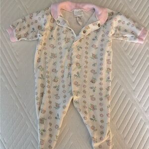 Vintage Carter's Floral Kids One Piece - Pink and White